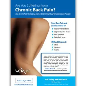 A flyer for chronic back pain